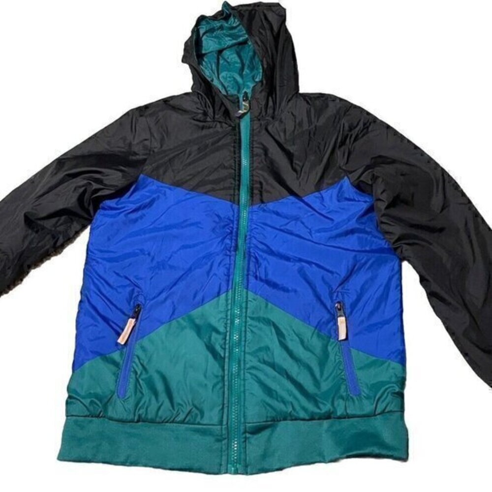 Champion C9 Jacket Youth Lg Boys 12-14 Green Full Zip Hooded Light Weight Jacket